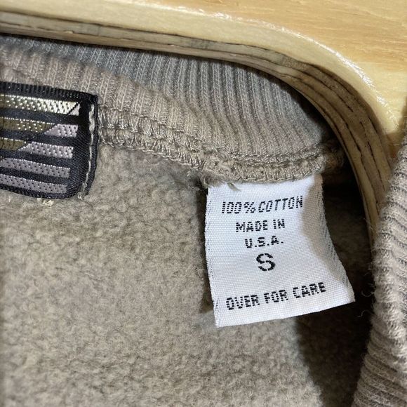 SDI Vintage Mens Crewneck Size Small Olive Tan Pullover Sweatshirt Long Sleeve - Picture 4 of 5